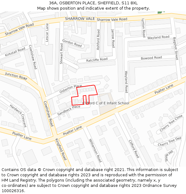36A, OSBERTON PLACE, SHEFFIELD, S11 8XL: Location map and indicative extent of plot