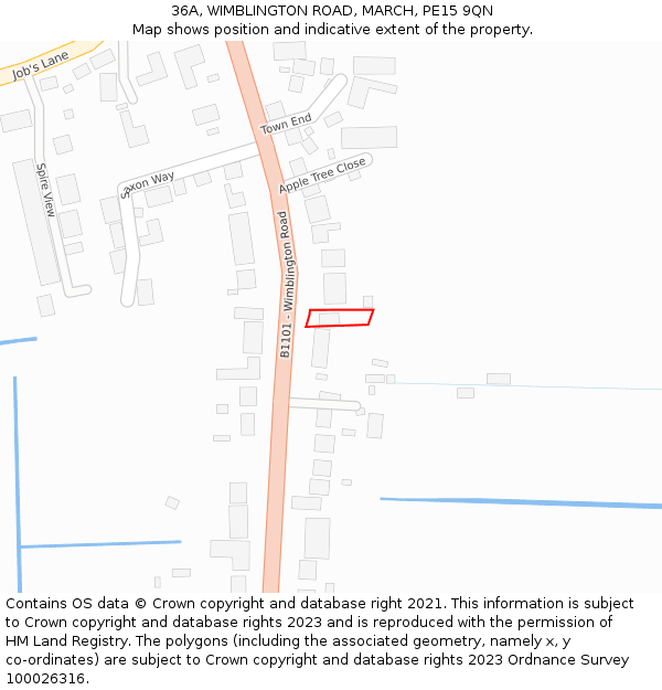 36A, WIMBLINGTON ROAD, MARCH, PE15 9QN: Location map and indicative extent of plot
