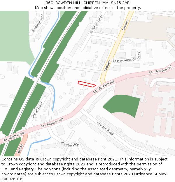 36C, ROWDEN HILL, CHIPPENHAM, SN15 2AR: Location map and indicative extent of plot