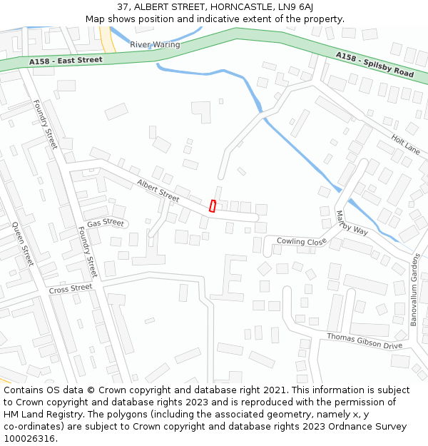 37, ALBERT STREET, HORNCASTLE, LN9 6AJ: Location map and indicative extent of plot