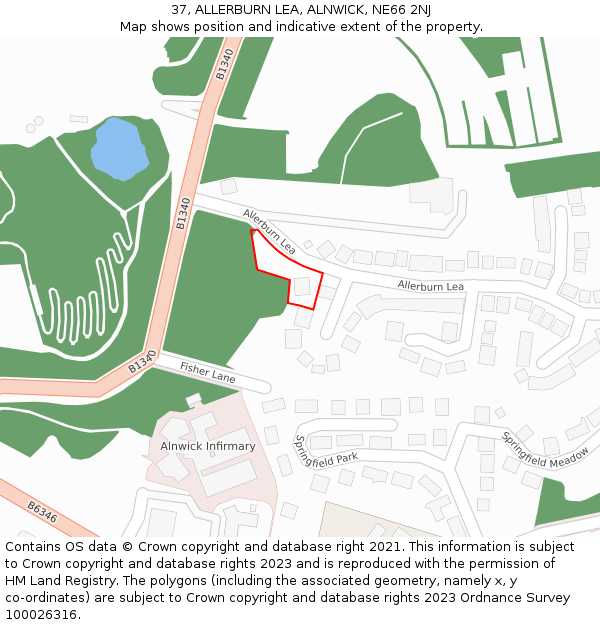 37, ALLERBURN LEA, ALNWICK, NE66 2NJ: Location map and indicative extent of plot