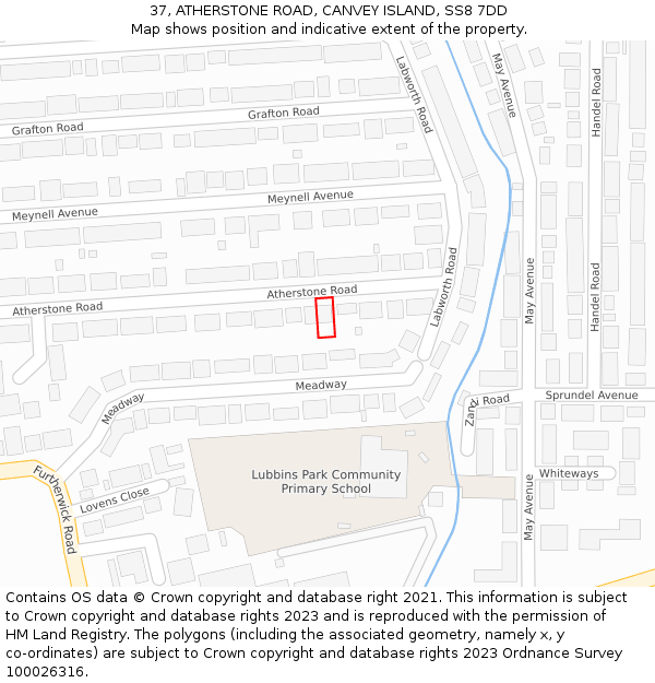 37, ATHERSTONE ROAD, CANVEY ISLAND, SS8 7DD: Location map and indicative extent of plot