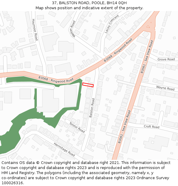 37, BALSTON ROAD, POOLE, BH14 0QH: Location map and indicative extent of plot