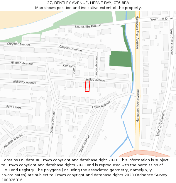 37, BENTLEY AVENUE, HERNE BAY, CT6 8EA: Location map and indicative extent of plot