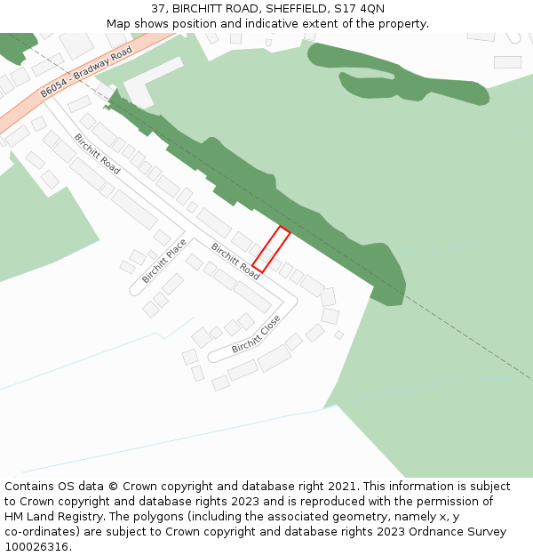 37, BIRCHITT ROAD, SHEFFIELD, S17 4QN: Location map and indicative extent of plot