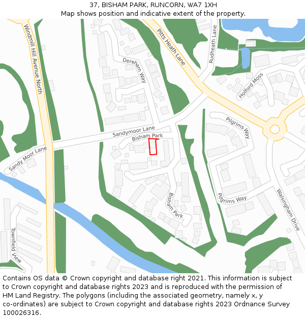 37, BISHAM PARK, RUNCORN, WA7 1XH: Location map and indicative extent of plot