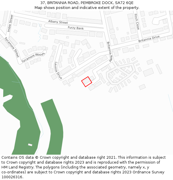 37, BRITANNIA ROAD, PEMBROKE DOCK, SA72 6QE: Location map and indicative extent of plot