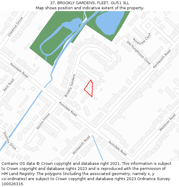 37, BROOKLY GARDENS, FLEET, GU51 3LL: Location map and indicative extent of plot