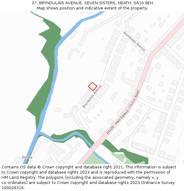 37, BRYNDULAIS AVENUE, SEVEN SISTERS, NEATH, SA10 9EH: Location map and indicative extent of plot
