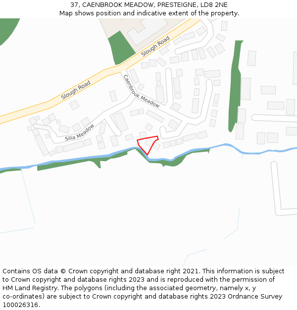 37, CAENBROOK MEADOW, PRESTEIGNE, LD8 2NE: Location map and indicative extent of plot