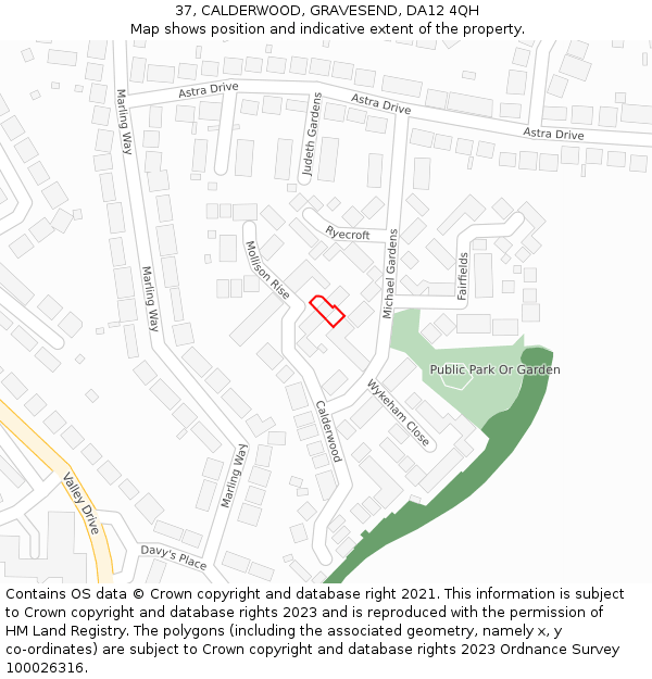 37, CALDERWOOD, GRAVESEND, DA12 4QH: Location map and indicative extent of plot