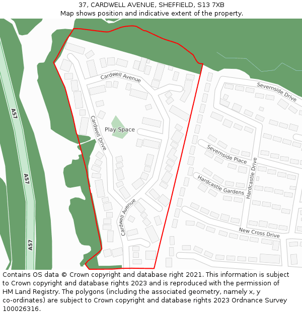 37, CARDWELL AVENUE, SHEFFIELD, S13 7XB: Location map and indicative extent of plot