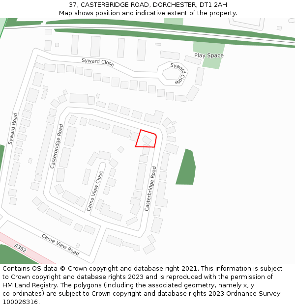 37, CASTERBRIDGE ROAD, DORCHESTER, DT1 2AH: Location map and indicative extent of plot