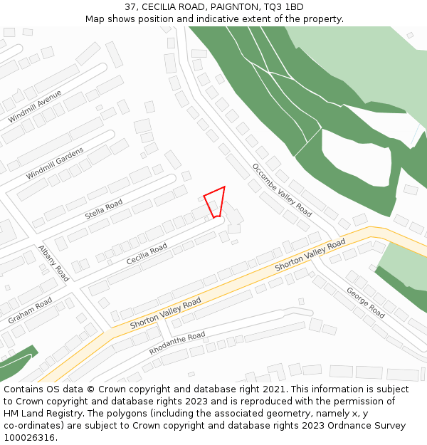 37, CECILIA ROAD, PAIGNTON, TQ3 1BD: Location map and indicative extent of plot