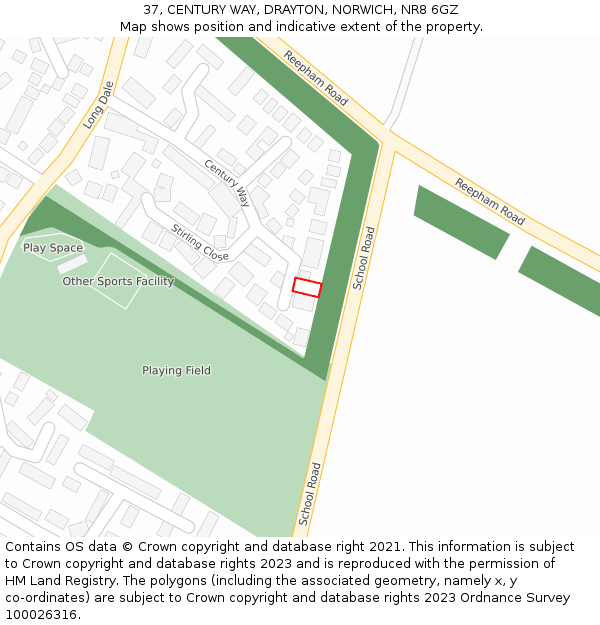 37, CENTURY WAY, DRAYTON, NORWICH, NR8 6GZ: Location map and indicative extent of plot