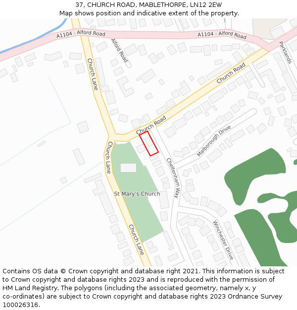 37, CHURCH ROAD, MABLETHORPE, LN12 2EW: Location map and indicative extent of plot