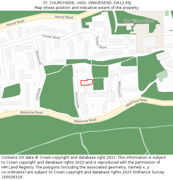 37, CHURCHSIDE, VIGO, GRAVESEND, DA13 0SJ: Location map and indicative extent of plot