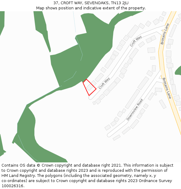 37, CROFT WAY, SEVENOAKS, TN13 2JU: Location map and indicative extent of plot