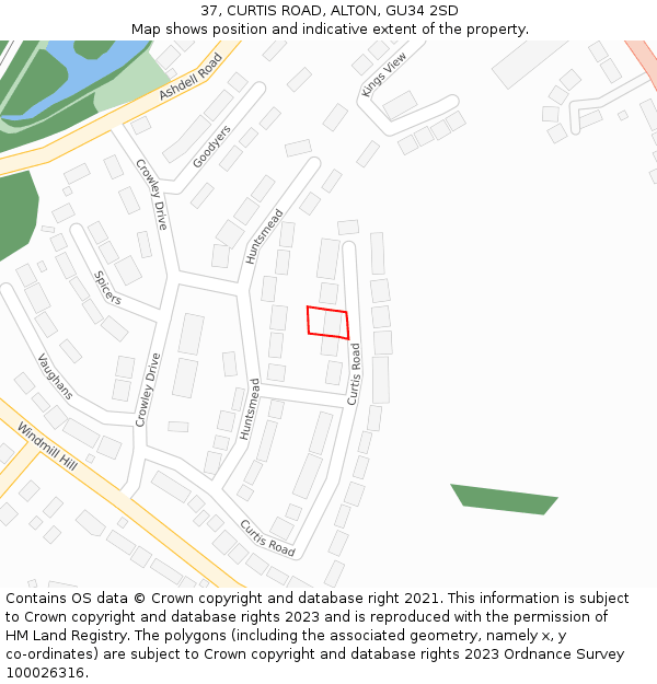 37, CURTIS ROAD, ALTON, GU34 2SD: Location map and indicative extent of plot