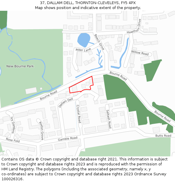 37, DALLAM DELL, THORNTON-CLEVELEYS, FY5 4PX: Location map and indicative extent of plot