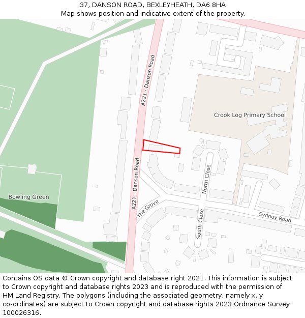 37, DANSON ROAD, BEXLEYHEATH, DA6 8HA: Location map and indicative extent of plot