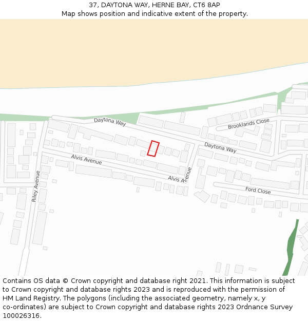 37, DAYTONA WAY, HERNE BAY, CT6 8AP: Location map and indicative extent of plot