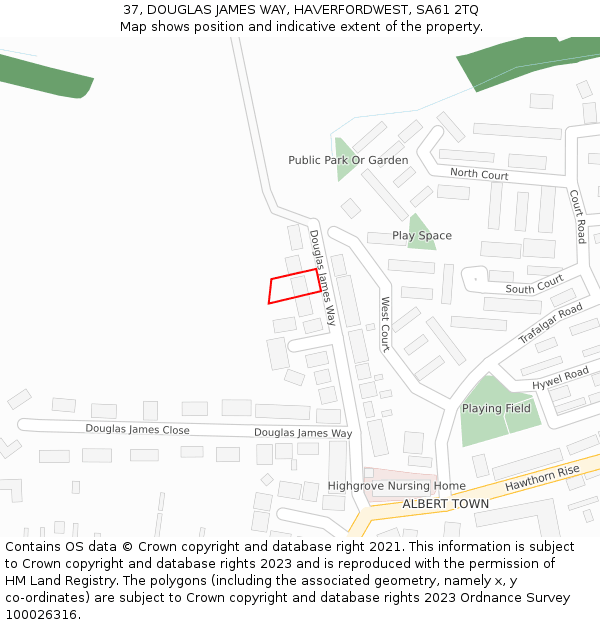 37, DOUGLAS JAMES WAY, HAVERFORDWEST, SA61 2TQ: Location map and indicative extent of plot