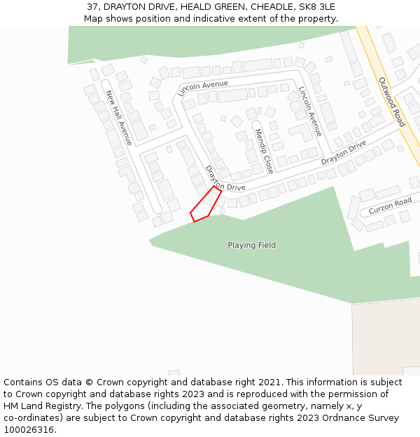 37, DRAYTON DRIVE, HEALD GREEN, CHEADLE, SK8 3LE: Location map and indicative extent of plot