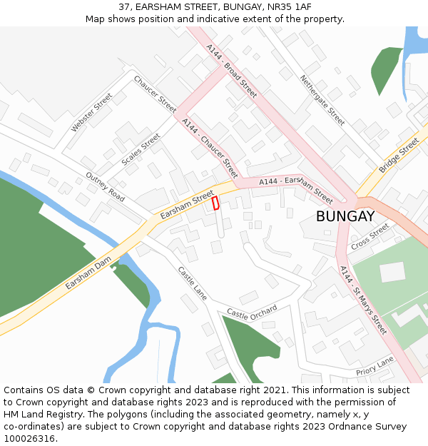 37, EARSHAM STREET, BUNGAY, NR35 1AF: Location map and indicative extent of plot