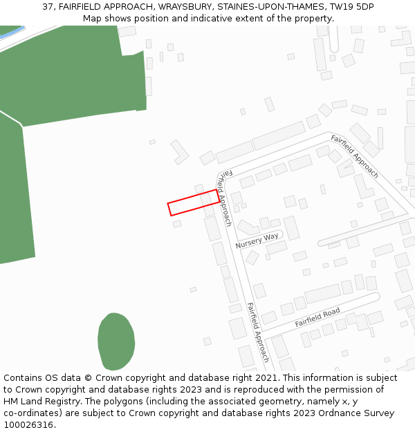 37, FAIRFIELD APPROACH, WRAYSBURY, STAINES-UPON-THAMES, TW19 5DP: Location map and indicative extent of plot