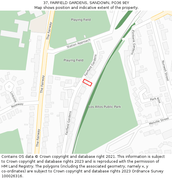 37, FAIRFIELD GARDENS, SANDOWN, PO36 9EY: Location map and indicative extent of plot