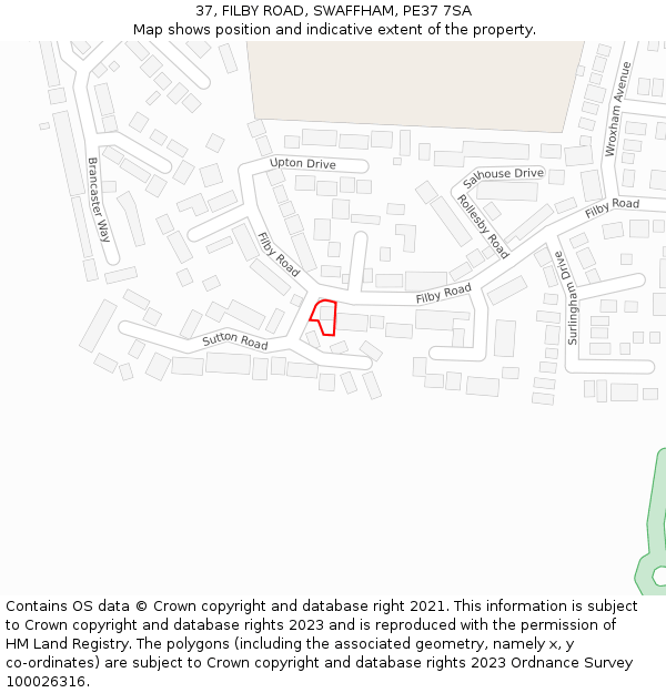 37, FILBY ROAD, SWAFFHAM, PE37 7SA: Location map and indicative extent of plot