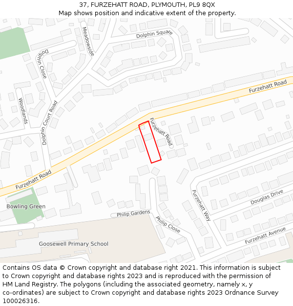 37, FURZEHATT ROAD, PLYMOUTH, PL9 8QX: Location map and indicative extent of plot