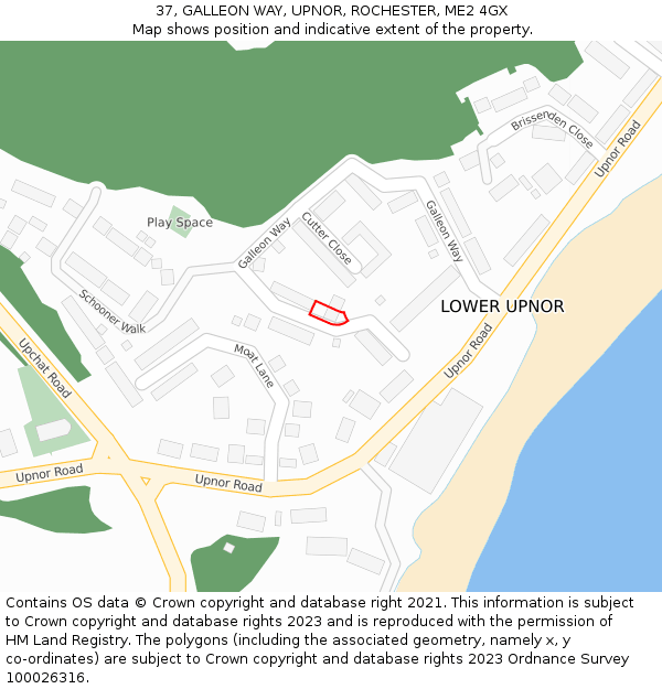 37, GALLEON WAY, UPNOR, ROCHESTER, ME2 4GX: Location map and indicative extent of plot