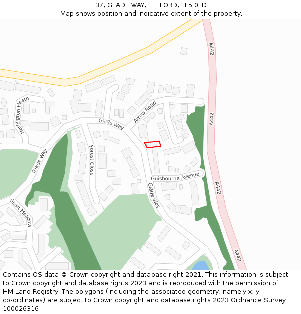 37, GLADE WAY, TELFORD, TF5 0LD: Location map and indicative extent of plot