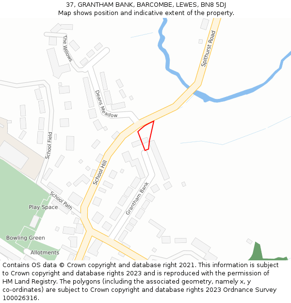 37, GRANTHAM BANK, BARCOMBE, LEWES, BN8 5DJ: Location map and indicative extent of plot