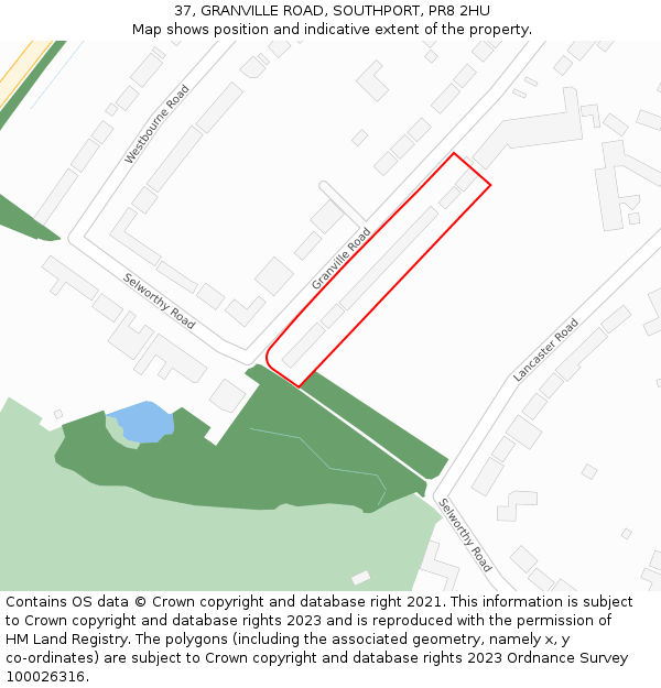 37, GRANVILLE ROAD, SOUTHPORT, PR8 2HU: Location map and indicative extent of plot