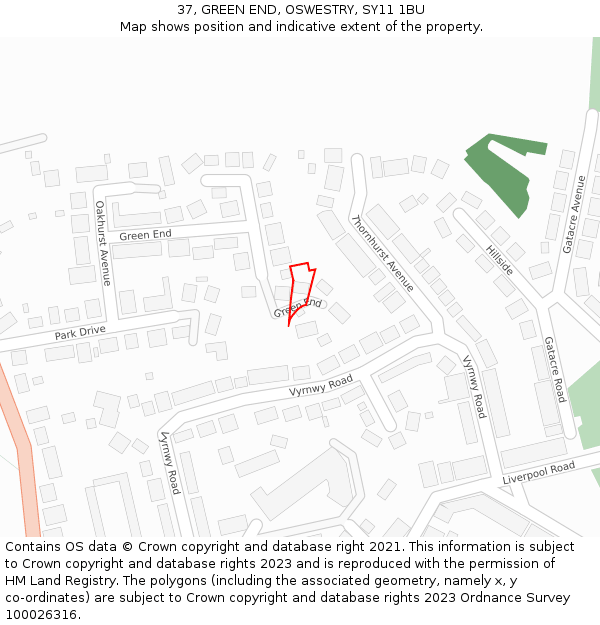 37, GREEN END, OSWESTRY, SY11 1BU: Location map and indicative extent of plot