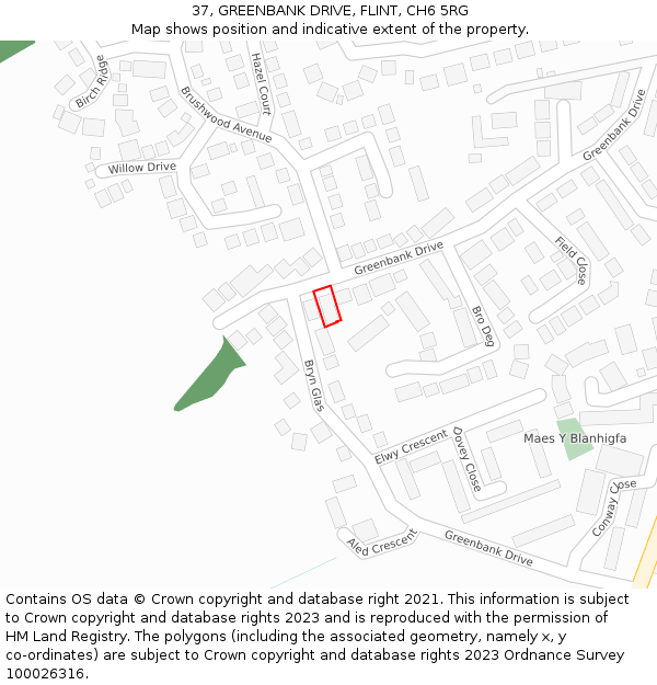 37, GREENBANK DRIVE, FLINT, CH6 5RG: Location map and indicative extent of plot