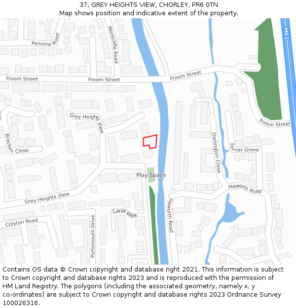 37, GREY HEIGHTS VIEW, CHORLEY, PR6 0TN: Location map and indicative extent of plot