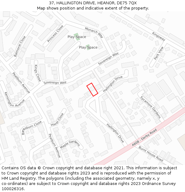 37, HALLINGTON DRIVE, HEANOR, DE75 7QX: Location map and indicative extent of plot