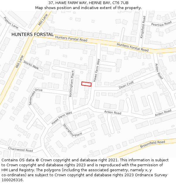 37, HAWE FARM WAY, HERNE BAY, CT6 7UB: Location map and indicative extent of plot