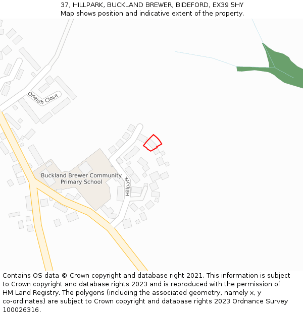 37, HILLPARK, BUCKLAND BREWER, BIDEFORD, EX39 5HY: Location map and indicative extent of plot