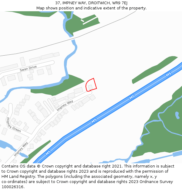 37, IMPNEY WAY, DROITWICH, WR9 7EJ: Location map and indicative extent of plot