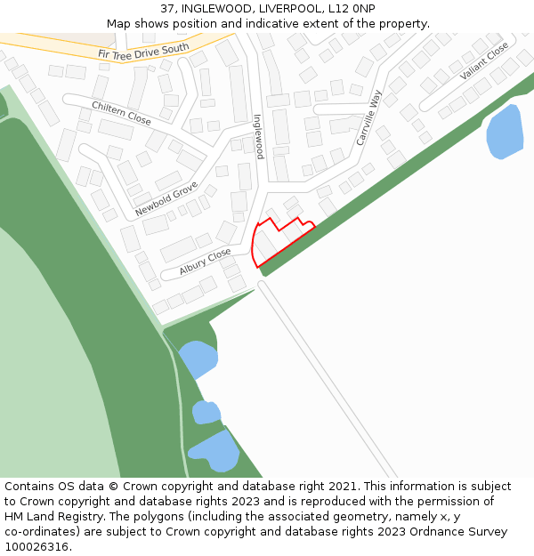 37, INGLEWOOD, LIVERPOOL, L12 0NP: Location map and indicative extent of plot