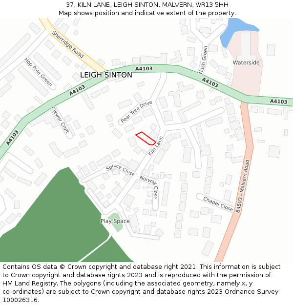 37, KILN LANE, LEIGH SINTON, MALVERN, WR13 5HH: Location map and indicative extent of plot