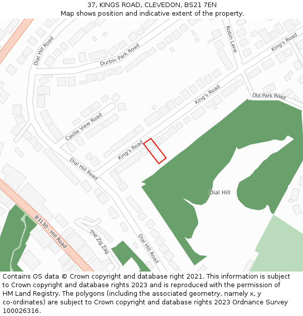 37, KINGS ROAD, CLEVEDON, BS21 7EN: Location map and indicative extent of plot