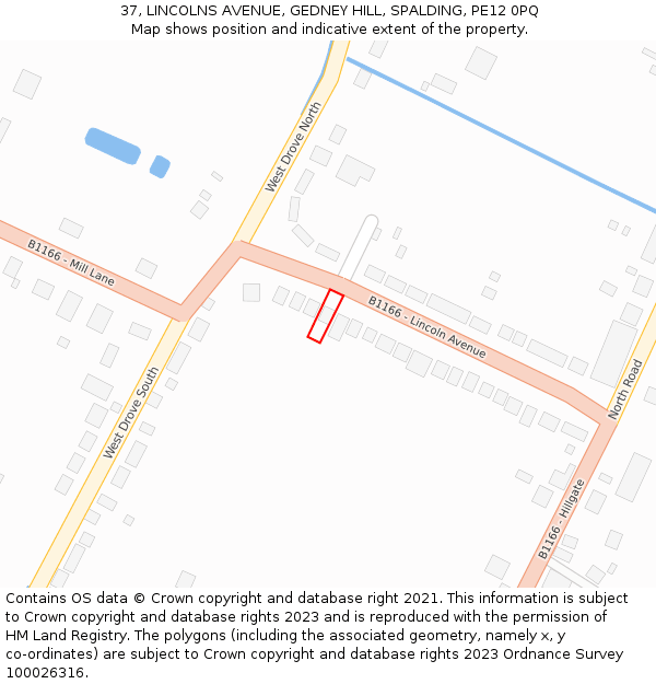 37, LINCOLNS AVENUE, GEDNEY HILL, SPALDING, PE12 0PQ: Location map and indicative extent of plot