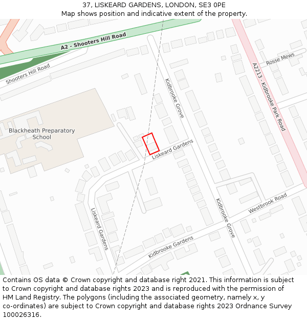 37, LISKEARD GARDENS, LONDON, SE3 0PE: Location map and indicative extent of plot