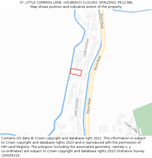 37, LITTLE COMMON LANE, HOLBEACH CLOUGH, SPALDING, PE12 8BL: Location map and indicative extent of plot